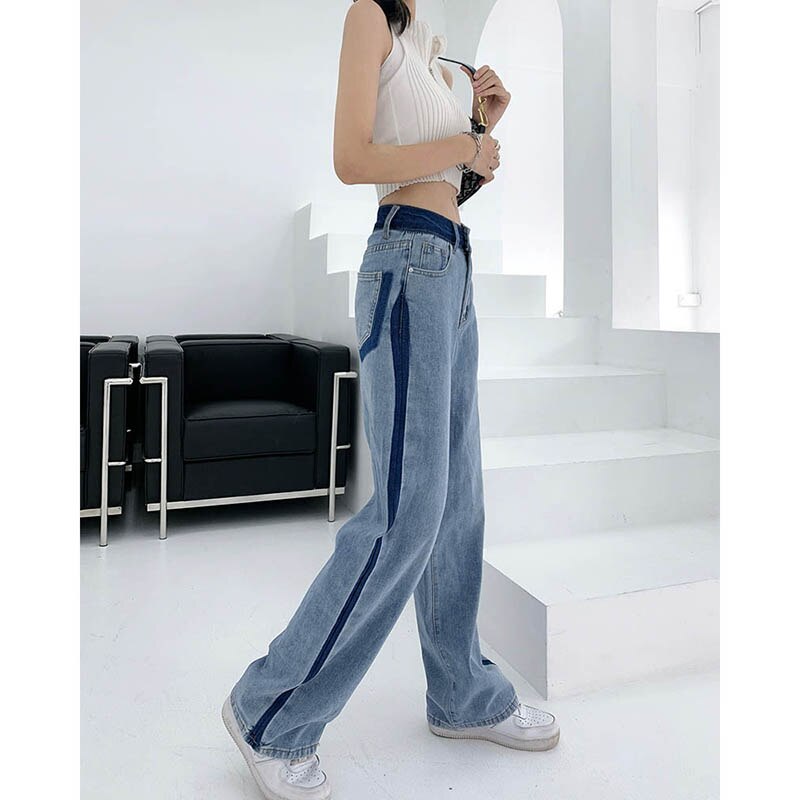 ϶  ġ ũ 混 û м Streetwear      ī  ѱ û Mid-Waist Jeans